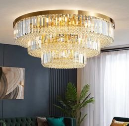 Modern living room chandelier for ceiling luxury home decor cristal lamp round dining bedroom led crystal light fixture
