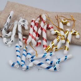 Candy Cane Ornament Christmas Tree Pendant Drop Ornaments Decorations Mini Stripe stick Craft Blank gold silver red