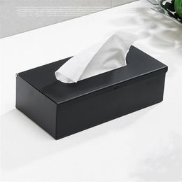 304 Stanless Steel Tissue Box Holder Black Finish Square Cover Wall Mounted Toilet Paper Car 210818