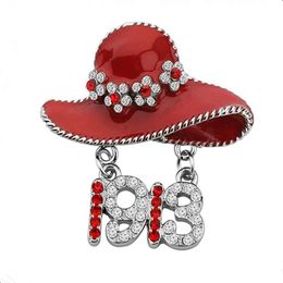 Pins, Brooches Custom Design Alloy Metal White Red Crystal Greek Letters Symbol Hat Fraternity 1913 Brooch For Groups