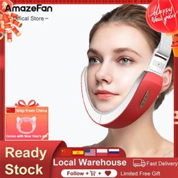 AmazeFan EMS Lifting Device Double Chin Remove Face Firming LED Pon Therapy Cheek Lift Up Belt Beauty 220216