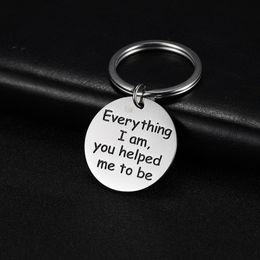 10Pcs/Set Stainless Steel Words Round Charm Key Chain Keychains Keyring Inspirational New Year Gift for Teachers Dad Mom Friend