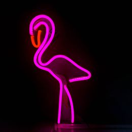 Pink Flamingo Sign Fashion Beautiful Home KTV Bar xmas gift Wall Decoration Handmade Neon Light 12 V Super Bright