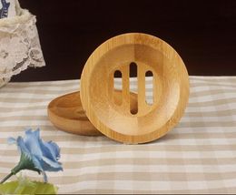 Home Garden Round Mini Soap Dish Holder Creative Environmental Protection Natural Bamboo Soaps Holders