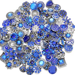 Colourful Rhinestone Snap Button Blue Red Pink White Zircon Charms Jewellery findings 18mm Metal Snaps Buttons DIY Bracelet jewellery wholesale