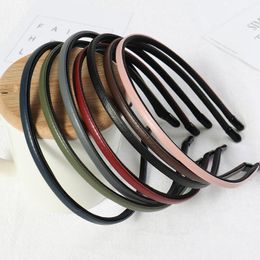 Hair Accessories 10PCS 5mm Faux Leather Lined Metal Headbands Slim Hairbands Plain Hoops For DIY Kids