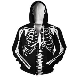 YX GIRL Drop Skeleton Zip-Up Hoodie Jacket Men's/women Hoody Sweatshirt EUR Size XS-5XL Pullover Tops Hip 210813