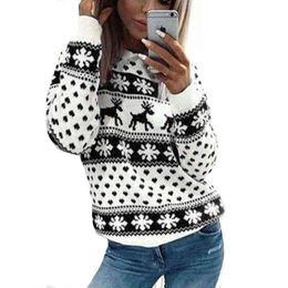 AECU Christmas Sweater For Women 2018 Winter Deer Snow Pattern Patchwork Ugly Sweater Knitted Jumpers Pullovers Knitwear Y1118