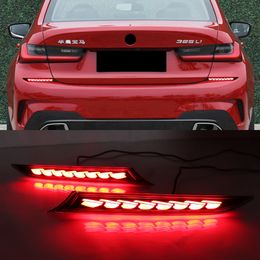 1Pair LED Bumper Light Rear Fog Lamp Brake Light Dynamic Turn Signal Reflector For BMW G20 G28 330i 340i M340d Auto
