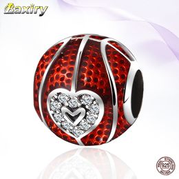 New 925 Sterling Silver Red Enamel Beads Fit Charms Silver 925 Original 2020 Heart Beads Ziron For Bracelet Women Jewelry Making Q0531