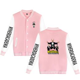baseball heroes UK - Japan Anime My Hero Academia Baseball Uniform Fleece Jacket Women Men Streetwear Hip Hop Long Sleeve Pink Hoodie Sweatshirts