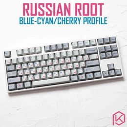 kprepublic 139 Russian root Russia font language blue cyan Cherry profile Dye Sub Keycap PBT gh60 xd60 xd84 tada68 87 104