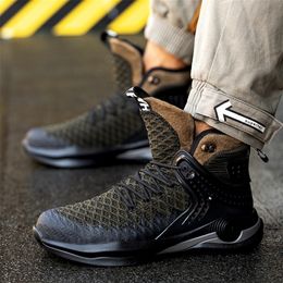 Çelik Burun Ayakkabıları Anti-Smashing Delinme Korumalı Yumuşak Işık Konforlu Yıkılmaz Koruyucu Çizme Sneaker Nefes 210312