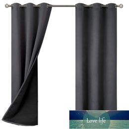 Bedrooms, Blackout Cloth Thermal Curtains to Reduce Noise and Reduce Blinds (42 x 63 Inches, Dark Gray, 2 LZ0582