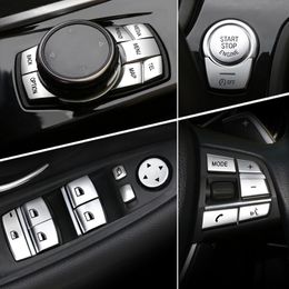 Car Interior Accessories ABS Chrome Button Cover Stickers For BMW 3 5 6 7 Series X3 X4 F10 F07 F06 F12 F13 F01 F02 F20 F30 F32 Car Styling