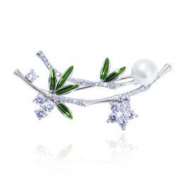 Ant Angel Bamboo Brooches For Women Rhinestone Leaves Brooch Pins Unique Banquet Party Jewellery Broche