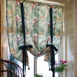 Curtain & Drapes American Country Retro Flower Kitchen Window Bedroom Curtains For Living Room Coffee Door Tie Home Deco