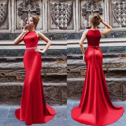 Burgundy Round Neck Sleeveless Evening Dress High Side Mermaid Prom Dress Custom Red Carpet Robes De Soirée