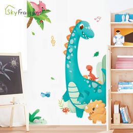 Cute dinosaur cartoon wall stickers door sticker self-adhesive kids room decoration bedroom wall decor self-adhesive home decor 210308