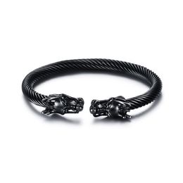 Bangle Dragon's Head Stainless Steel Dragon Bracelet Black Jewellery Fashion Viking Men Wristband Cuff Women