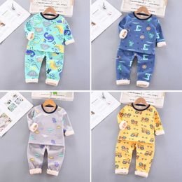 # Children's Clothing Girls Toddler Kids Baby Boys Warm Cartoon Dinosaur T-shirt Tops Soft Pyjamas Sleepwear Pants Set Ropa Niña G1023