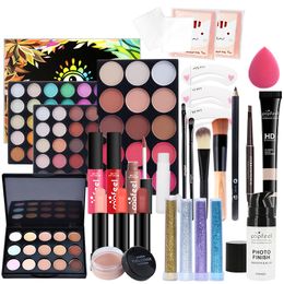 Foundation Makeup 25pcs In 1 Set Eyeshadow Palette Highlighter Concealer Eyeliner Eye Brow Mascara Brushes Sets KIT004B