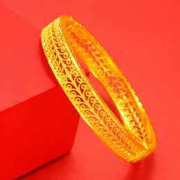 Hollow Bangle Bracelet Women Jewelry 18k Yellow Gold Filled Fashion Gift
