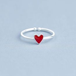 Wedding Rings 100% Real 925 Sterling Silver Red Heart For Women Bridal Anelli Trendy Jewellery Party Engagement Anillos Mujer