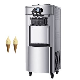 Vertical Soft Serve Ice Cream Machine 3 Flavours Sundae Makers Commercial Stainless Steel Vending