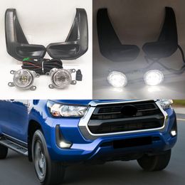 1Set Auto Lighting For Toyota Hilux Revo Rocco 2020 2021 2022 Car Front Bumper Fog Lamp Driving Light with Cable Bezel Foglight