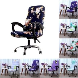 Rotating Office Computer Chair Cover Spandex Printed Covers Stretch Seat Case Removable office Chairs Silpcover housse de chaise Y200103