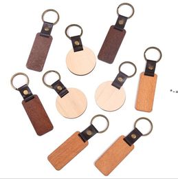 NEWRound Rectangle Wooden Keychain Favour DIY Blessing Keyring Wedding Gift Christmas Party Pendant LLF11277