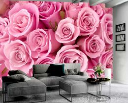 Pink Rose 3d Wallpaper 3d Flower Wallpaper Romantic Flower Decorative Silk 3d Wallpaper Mural