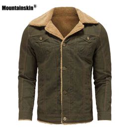 Mountainskin Winter Warm Jackets Thick Fleece Men's Coats Casual Cotton Fur Collar Mens Military Tactical Parka Outerwear MT850 Y1122