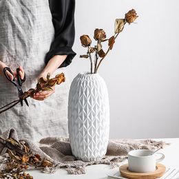 Vases Tall White Vase Handmade Art Modern Home Decoration Accessories Porcelain Large Flower Filler MaCeramic For Wedding Gift
