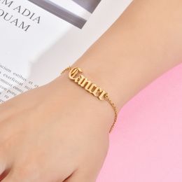 Stainless Steel Horoscope Sign Charm Bracelets Silver Gold Chains Women Bracelet Fashion Jewelry Will and Sandy