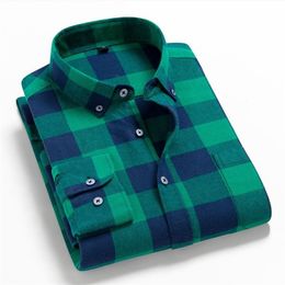 Men Plaid 100% Cotton Shirt Spring Autumn Casual Shirts Long Sleeve Chemise Homme Male Check 210809