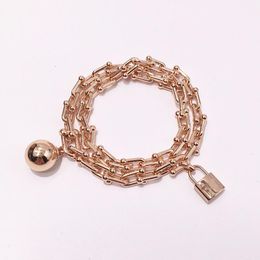 New Letter U-shaped chain bracelet metal lock head ball women's bracelet 3 colors optional gift Bracelet