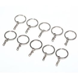Polished Silver Colour 30mm Keyring Keychain Split Ring With Short Chain Key Rings Women Men DIY Key Chains Accessories