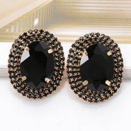 Colorful Crystal Oval Stud Earring High Quality Rhinestone Handmade Round Drop Earrings Jewelry Accessories for Women Ear Ring