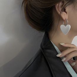 Big Exaggerated Silver Colour Heart Drop Earrings for Women 2021 Arrival Metallic Statement Earings Fashion Jewellery