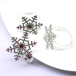 Napkin Rings 6pcs/lot 42mm Snow Flower Table Rhings Mrtal Rhinestone Holder For Party Decorative