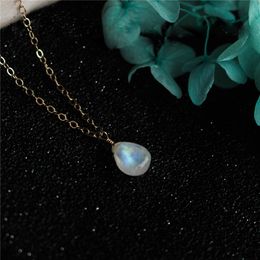 Natural Moonstone Necklace Gold Filled Chocker Vintage Charm Jewellery Handmade Bijoux Femme Collier Necklace for Women Q0531