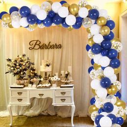 120Pc blue gold white DIY Garland Kit Balloon Arch Supplies Decorations for Bridal & Baby Shower Birthday Wedding Party