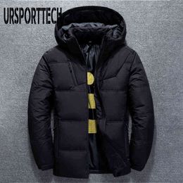 URSPORTTECH Winter Jacket Mens High Quality Thermal Thick Coat Snow Red Black Parka Male Warm Outwear White Duck Down Jacket Men Y1103
