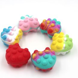 Squeeze Fidget Heart Balls Tie Dye Push Bubble Toys Stress Ball Valentine'S Day Gifts Hand Grip Wrist Strengthener Adult Kids Finger Toy