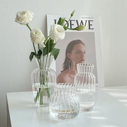 plants glass containers UK - Vases Transparent Flower Vase Borosilicate Glass Hydroponic Tabletop Ornaments Container Plants Holder Living Room Decor
