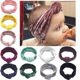 Baby Headbands Gold Velvet Knotted Headband Wide Hair Bands Turban Solid Infant Headwear Baby Girls Hair Accessories 11 Colours AT4970