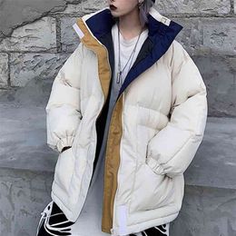 Winter -20 Oversize Jacket Female Coat Patchwork Windbreaker Women Padded Zipper Outwear Parka Thick Streetwear Overcoat Warm 210819