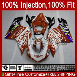 Bodywork Injection For DUCATI 848 1098 1198 S R 1198R 07 08 09 10 11 12 Body 18No.102 848S 848R 1098R 07-12 1098S 1198S 2007 2008 2009 2010 2011 2012 Orange White OEM Fairing